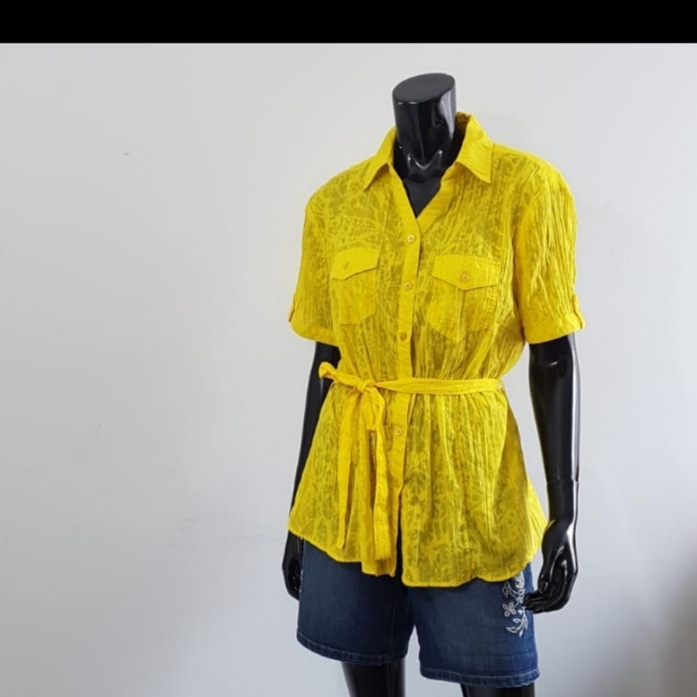 Tradition Country Collection Yellow Blouse Size 16